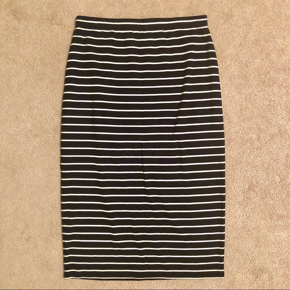 Max Studio Black White Striped Pencil Skirt - S - Picture 1 of 3